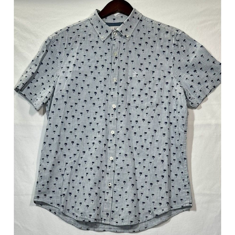 Original Penguin Short Sleeve Button Down Tropical Palm Trees Shirt Sz. M